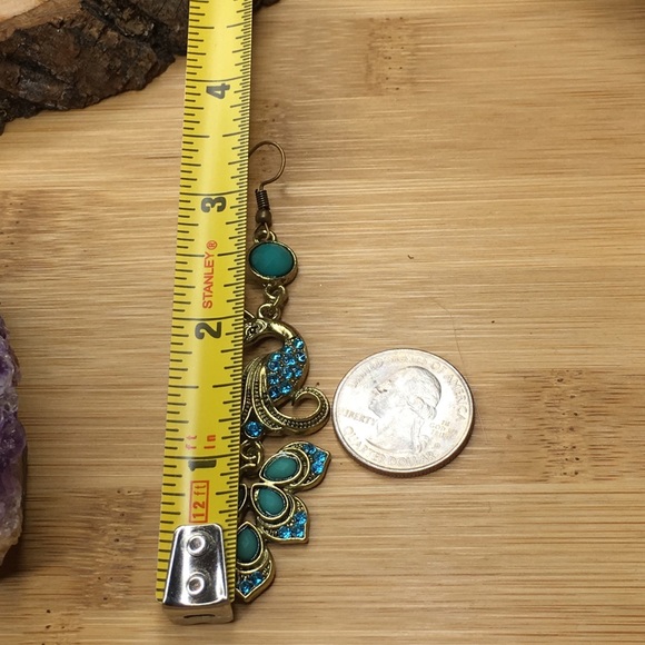 Peacock Earrings Blue And Bronze - Picture 6 of 8